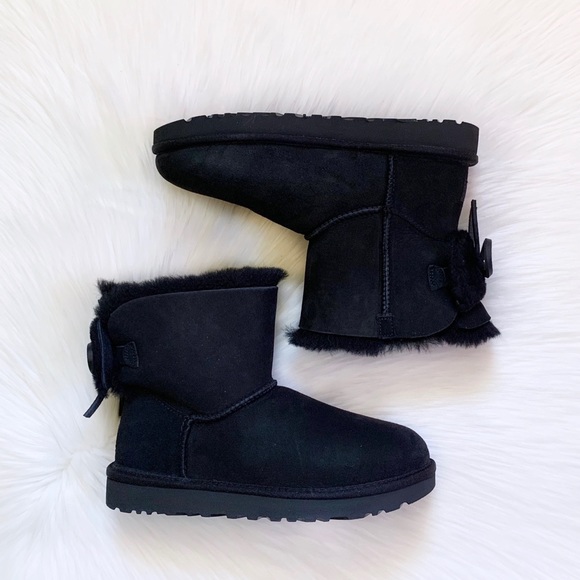 UGG Classic Double Bow Mini Black Boots - Picture 5 of 7